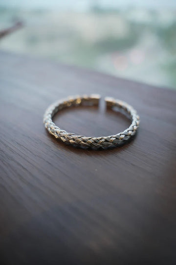 Basket Weave Braided Steel Hearts Bracelet