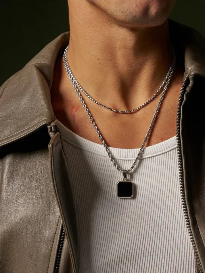 Double Layer Geometric Pendant Necklace